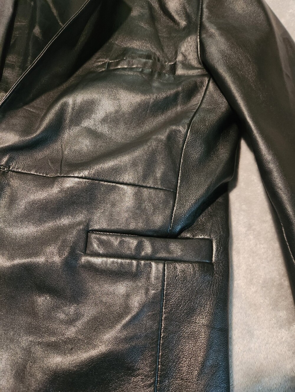 Men's Black Leather Vintage Blazer Jacket - Picture 9 of 13